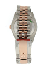 Rolex Datejust 36 Black Set With Diamonds Dial Fluted Rose Gold Two Tone Jubilee Watch 126231